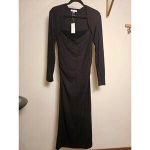 Nine Britton Bodycon Jersey Knit Stretch Midi Dress With Queen Anne Neckline